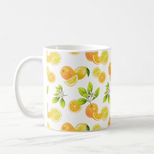 Zitrusfrüchte Art Orange und Zitronen Patten Kaffeetasse (Links)
