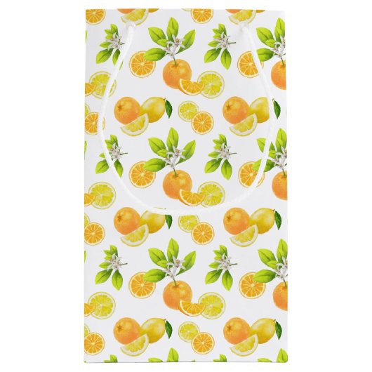 Zitrusfrüchte Art Orange und Zitronen Patten Kleine Geschenktüte (Rückseite)