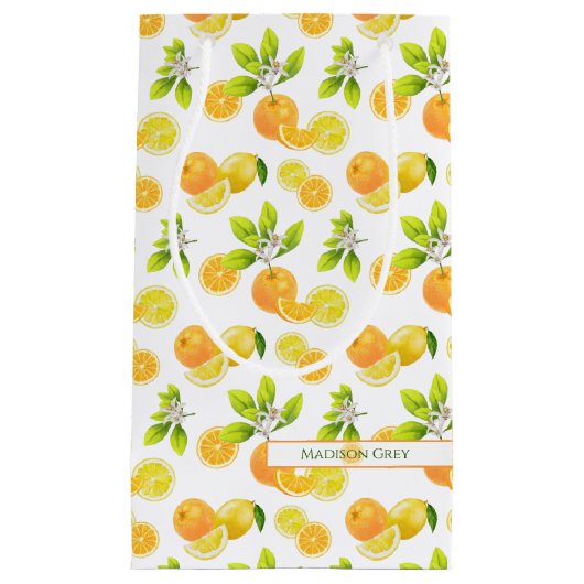 Zitrusfrüchte Art Orange und Zitronen Patten Kleine Geschenktüte (Vorderseite)