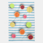Zitrusfrüchte auf Baby Blue Stripes Muster Geschirrtuch (Vertikal)