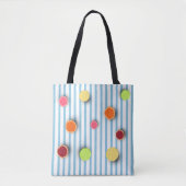 Zitrusfrüchte auf Baby Blue Stripes Muster Tasche (Vorderseite)