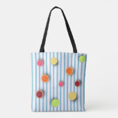Zitrusfrüchte auf Baby Blue Stripes Muster Tasche (Rückseite)
