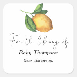 Zitrusfrüchte - Baby-Dusche Buchzeichen Quadratischer Aufkleber