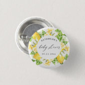 Zitrusfrüchte Blume Babydusche Monogramm Button (Vorne & Hinten)