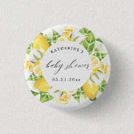 Zitrusfrüchte Blume Babydusche Monogramm Button
