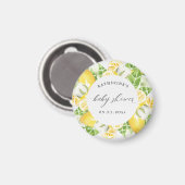 Zitrusfrüchte Blume Babydusche Monogramm Magnet (Vorderseite/Rückseite)