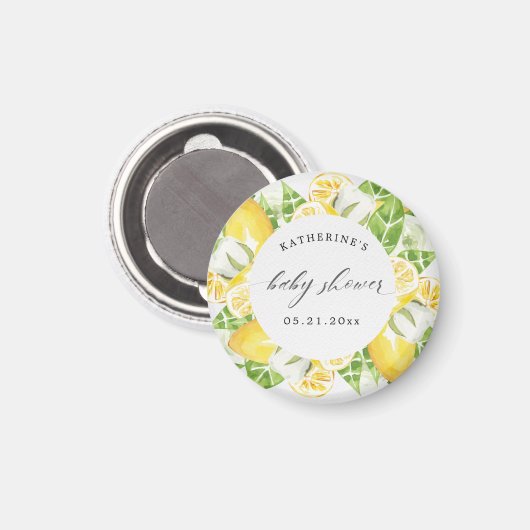 Zitrusfrüchte Blume Babydusche Monogramm Magnet (Vorderseite/Rückseite)