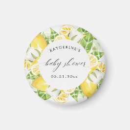 Zitrusfrüchte Blume Babydusche Monogramm Magnet