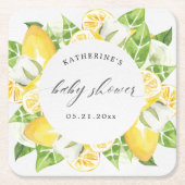 Zitrusfrüchte Blume Babydusche Monogramm Rechteckiger Pappuntersetzer (Vorderseite)