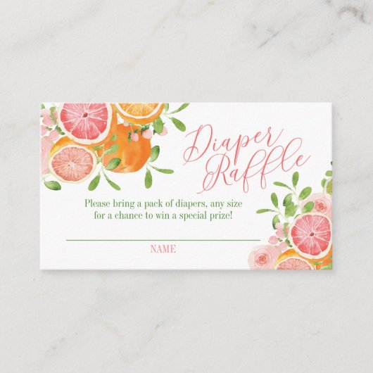 Zitrusfrüchte & Blume Windelung Begleitkarte (Vorderseite)