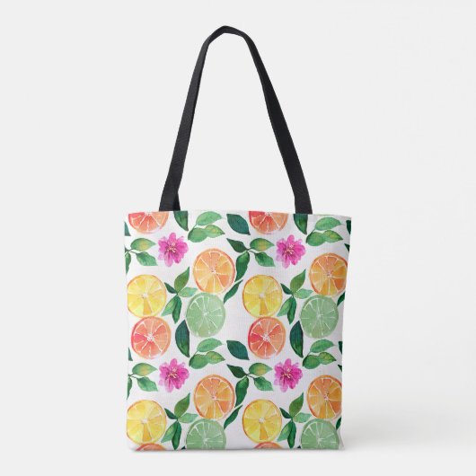 Zitrusfrüchte Blumenmuster Tasche (Rückseite)
