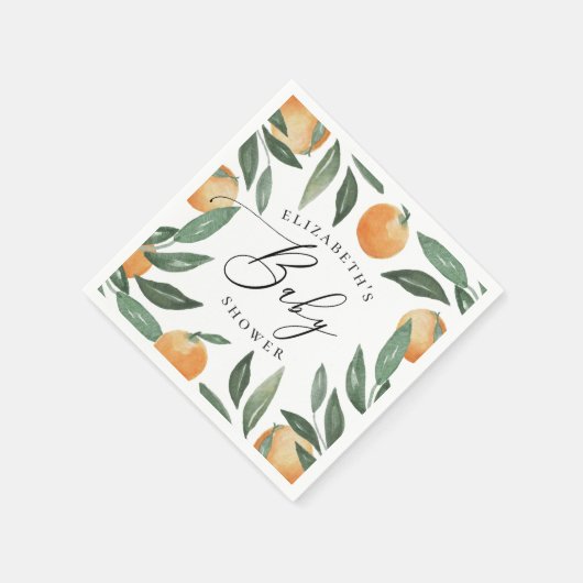 Zitrusfrüchte-Blütengarten-Drehbuch Babydusche Serviette (Ecke)