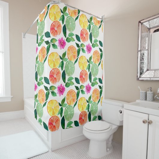 Zitrusfrüchte Botanische Flora Wasserfarbe Duschvorhang (Beispiel)