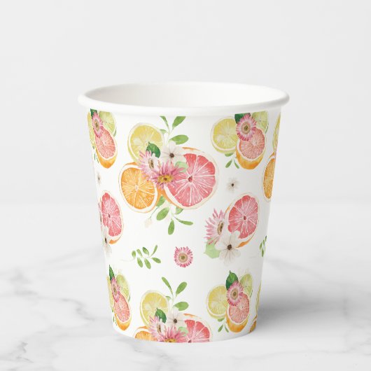 Zitrusfrüchte-Brautparty Pappbecher (Vorderseite)