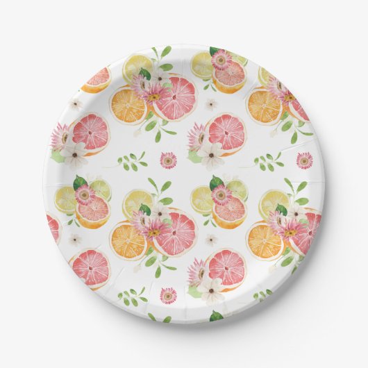 Zitrusfrüchte-Brautparty Pappteller (Vorderseite)