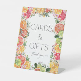 Zitrusfrüchte-Brautparty-Rezeptionskarten Sockelschild