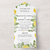 Zitrusfrüchte Exotic Garden Yellow Lemon Wedding All In One Einladung (Innen Boden)