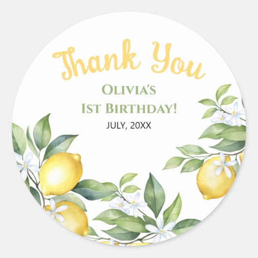 Zitrusfrüchte Geburtstagsaufkleber Runder Aufkleber (Vorderseite)
