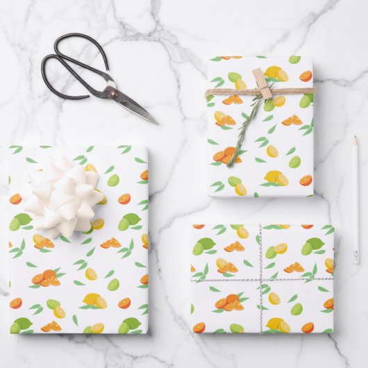 Zitrusfrüchte Geschenkpapier Set (Vorderseite)