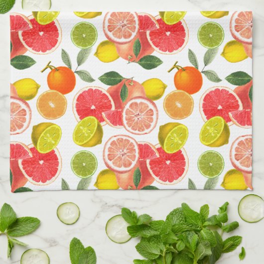 Zitrusfrüchte Geschirrtuch (Gefaltet)