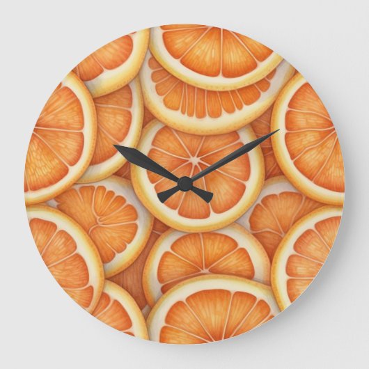 Zitrusfrüchte geschnitten Orangen Wandklemme Große Wanduhr (Vorderseite)