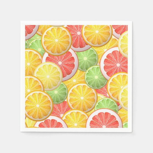 Zitrusfrüchte: Grapefruit, Zitrone, Limon, orange Serviette (Vorderseite)