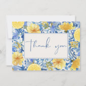 Zitrusfrüchte-Hauptpresse, blaues Brautparty Dankeskarte (Vorderseite)