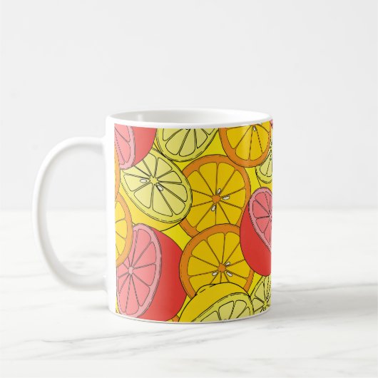 Zitrusfrüchte Helles, nahtloses Muster Kaffeetasse (Links)