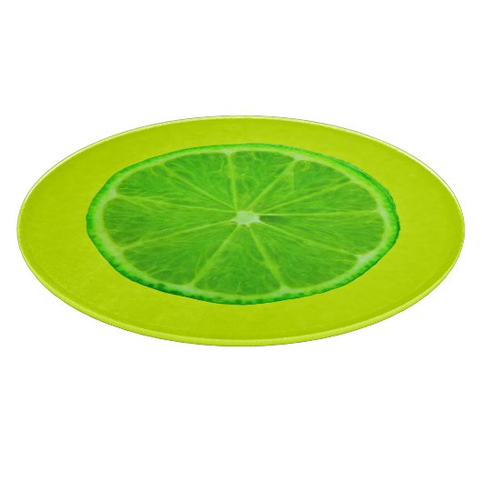Zitrusfrüchte, Hellgrüne Scheibe von Limonen Schneidebrett (Ecke)