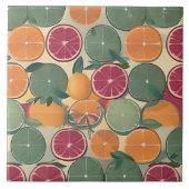 Zitrusfrüchte in gedämpften Tönen Fliese (Vorderseite)