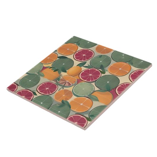Zitrusfrüchte in gedämpften Tönen Fliese (Seite)