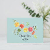 Zitrusfrüchte in Watercolor Vielen Dank Dankeskarte (Stehend Vorderseite)