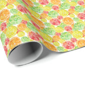 Zitrusfrüchte: lebendiger, dreistöckiger Aquarellt Geschenkpapier (Rolleneckpunkt)