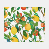 Zitrusfrüchte, lebendiges Aquarellmuster. Fleecedecke (Vorderseite (Horizontal))