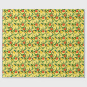 Zitrusfrüchte, lebendiges Aquarellmuster. Geschenkpapier (Flach)