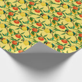 Zitrusfrüchte, lebendiges Aquarellmuster. Geschenkpapier (Ecke)