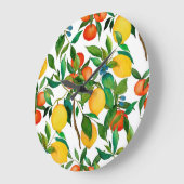 Zitrusfrüchte, lebendiges Aquarellmuster. Große Wanduhr (Winkel)