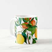 Zitrusfrüchte, lebendiges Aquarellmuster. Kaffeetasse (Vorderseite Links)