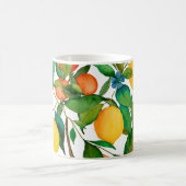 Zitrusfrüchte, lebendiges Aquarellmuster. Kaffeetasse (Mittel)