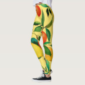 Zitrusfrüchte, lebendiges Aquarellmuster. Leggings (Links)
