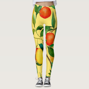 Zitrusfrüchte, lebendiges Aquarellmuster. Leggings