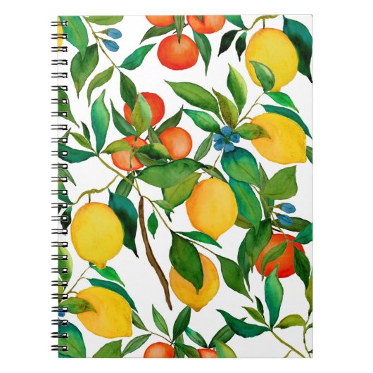 Zitrusfrüchte, lebendiges Aquarellmuster. Notizblock (Vorderseite)