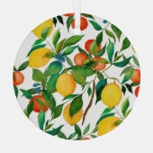 Zitrusfrüchte, lebendiges Aquarellmuster. Ornament Aus Glas (Rückseite)