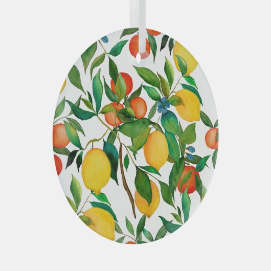 Zitrusfrüchte, lebendiges Aquarellmuster. Ornament Aus Glas (Vorderseite Rechts)