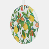 Zitrusfrüchte, lebendiges Aquarellmuster. Ornament Aus Glas (Vorderseite links)