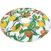 Zitrusfrüchte, lebendiges Aquarellmuster. Polyester Weihnachtsbaumdecke (Schrägansicht)