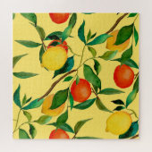 Zitrusfrüchte, lebendiges Aquarellmuster. Puzzle (Horizontal)