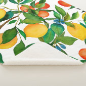 Zitrusfrüchte, lebendiges Aquarellmuster. Sherpadecke (3/4)