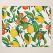 Zitrusfrüchte, lebendiges Aquarellmuster. Sherpadecke (Vorderseite (Horizontal))