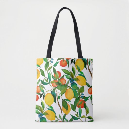 Zitrusfrüchte, lebendiges Aquarellmuster. Tasche (Vorderseite)